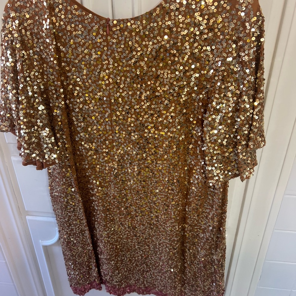 Free People Gold Sequin Mini Dress